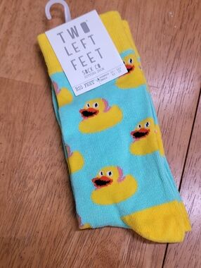 Two Left Feet Women's Aqua & Yellow Rubber Duck Socks